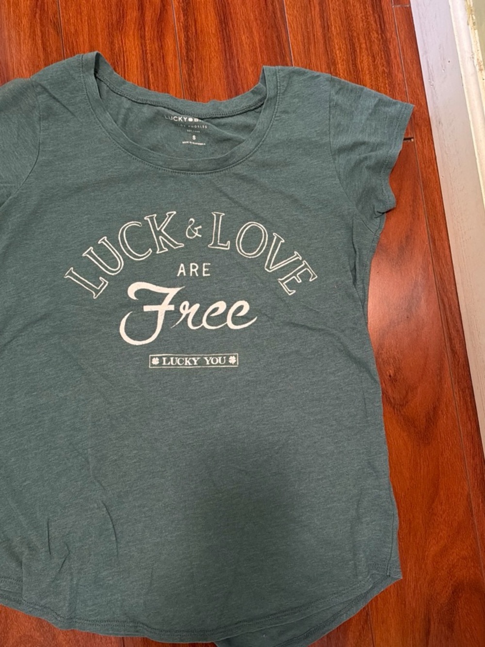 Lucky Brand Green Graphic 'Luck & Love Are Free' Tee